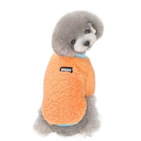 cat and dog clothes autumn and winter warm and fleece (Color: Orange)