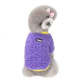 cat and dog clothes autumn and winter warm and fleece (Color: purple)